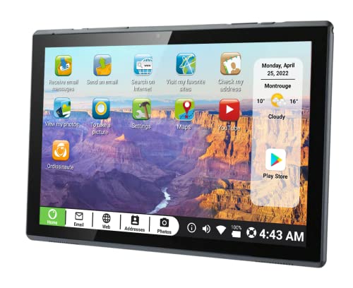 Pix Star Touch Easy to Use Tablet for Seniors, Touch Screen & Simple Interface - WiFi - 10.1 Inches, 2 Cameras - Ideal for Video Calls, Web Search, Photos, Highly Giftable