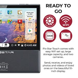 Pix Star Touch Easy to Use Tablet for Seniors, Touch Screen & Simple Interface - WiFi - 10.1 Inches, 2 Cameras - Ideal for Video Calls, Web Search, Photos, Highly Giftable