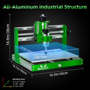 FoxAlien x WoodMads WM-3020 CNC Router for Metal Caving, 300W Spindle Linear Rails and Ball Screws 3-axis Milling Engraving Machine for Aluminum Copper Wood Acrylic