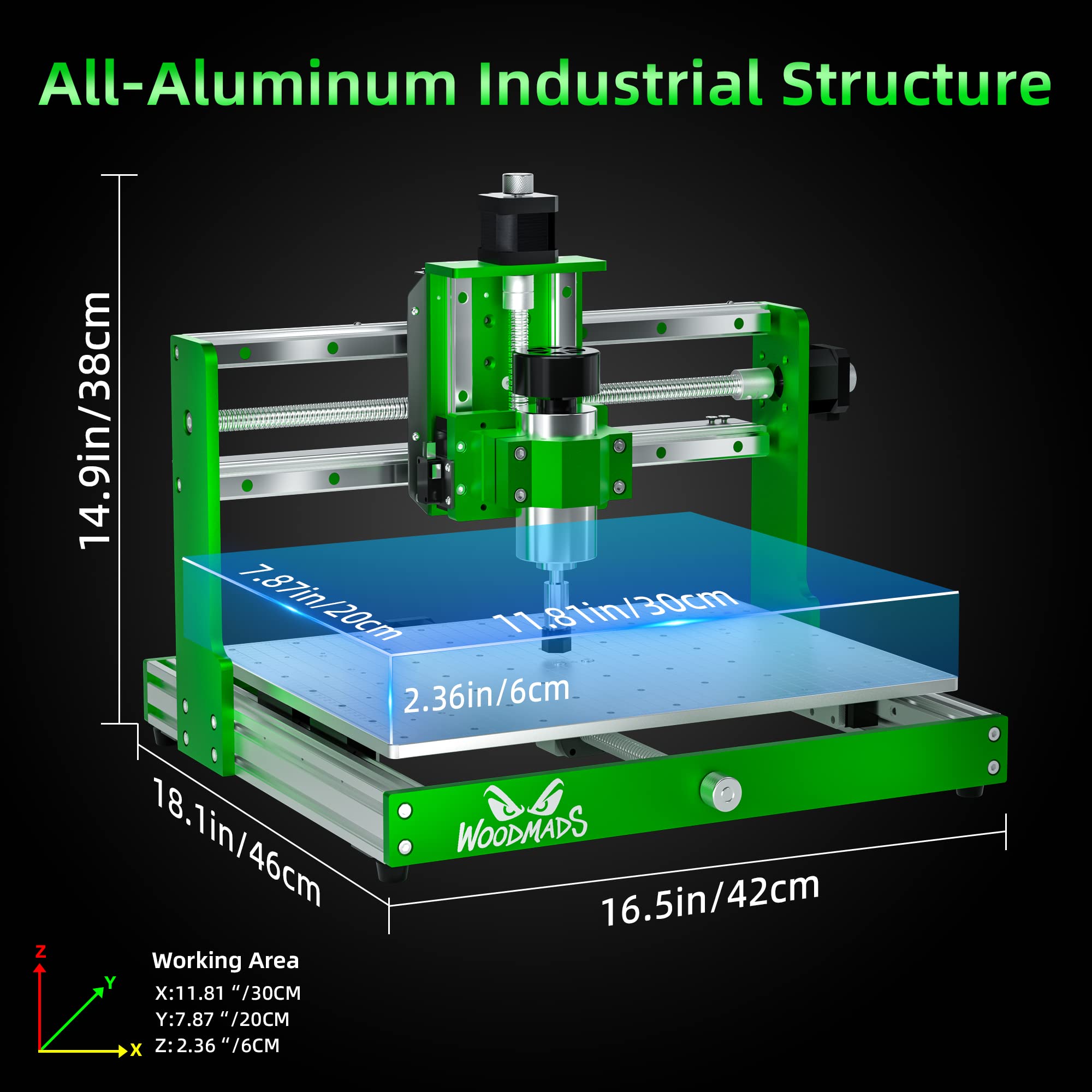 FoxAlien x WoodMads WM-3020 CNC Router for Metal Caving, 300W Spindle Linear Rails and Ball Screws 3-axis Milling Engraving Machine for Aluminum Copper Wood Acrylic