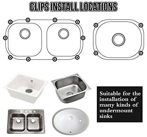 14 Pack Kit Undermount Sink Clips, Sink Bracket Clips for Mounting Undermount Bathroom Kitchen Sinks, Installation Repair Hardware Clips for Providing Excellent Support