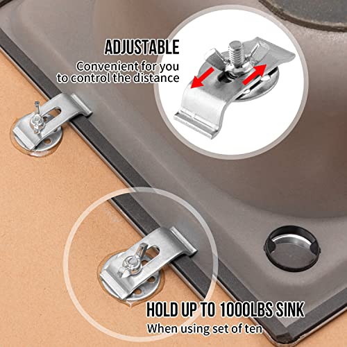 14 Pack Kit Undermount Sink Clips, Sink Bracket Clips for Mounting Undermount Bathroom Kitchen Sinks, Installation Repair Hardware Clips for Providing Excellent Support