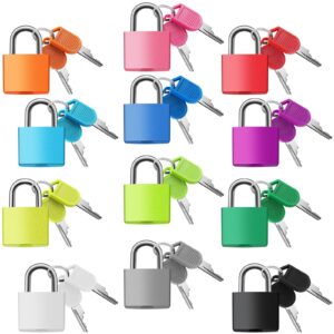 photect suitcase lock with key metal padlock with key multicolor lock luggage locks small lock mini padlocks luggage padlocks for school gym classroom matching game travel (12, vivid colors)