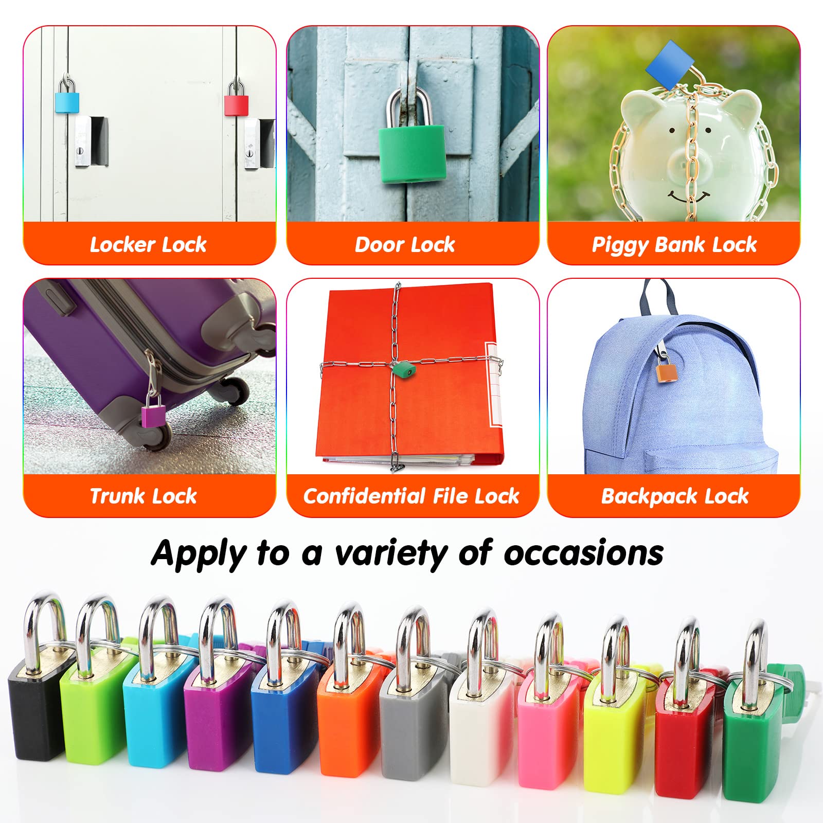 Photect Suitcase Lock with Key Metal Padlock with Key Multicolor Lock Luggage Locks Small Lock Mini Padlocks Luggage Padlocks for School Gym Classroom Matching Game Travel (12, Vivid Colors)