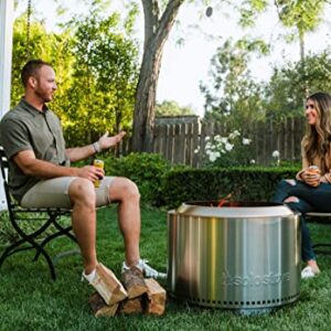 Solo Stove Yukon 2.0 with Stand, Smokeless Fire Pit | Portable Wood Burning Fireplace with Removable Ash Pan, Large Outdoor Firepit, Stainless Steel, H: 19.8 in x Dia: 27 in, 43.9. lbs