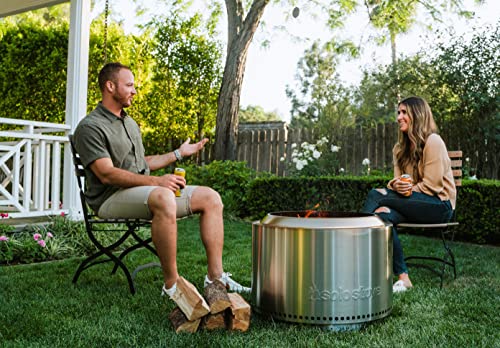 Solo Stove Yukon 2.0 with Stand, Smokeless Fire Pit | Portable Wood Burning Fireplace with Removable Ash Pan, Large Outdoor Firepit, Stainless Steel, H: 19.8 in x Dia: 27 in, 43.9. lbs