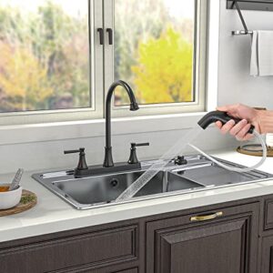 GOWIN Matte Black Kitchen Faucet,2 Handle Kitchen Sink Faucet with Side Sprayer,3 or 4 Hole Kitchen Faucet for Rv Camper Sinks,High Arc Stainless Steel 8 Inch Centerset Faucet