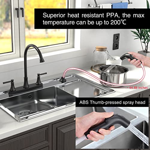 GOWIN Matte Black Kitchen Faucet,2 Handle Kitchen Sink Faucet with Side Sprayer,3 or 4 Hole Kitchen Faucet for Rv Camper Sinks,High Arc Stainless Steel 8 Inch Centerset Faucet