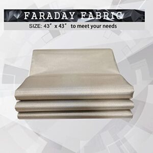 faraday fabric faraday cage military grade conductive material for fabric protection emp & signal blocking from cellular signal, wifi, bluetooth, gps, shields rf signals 43"x43" (1.1meter)