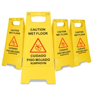 kurphoyin wet floor sign 4-packs 2-sided caution sign slippery when wet sign commercial a frame 24 inches height