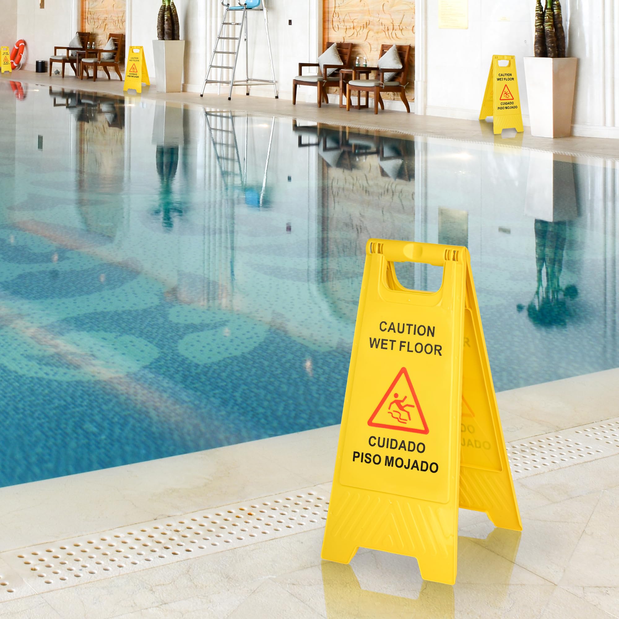 KURPHOYIN Wet Floor Sign 4-Packs 2-Sided Caution Sign Slippery when Wet Sign Commercial A Frame 24 Inches Height