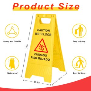 KURPHOYIN Wet Floor Sign 4-Packs 2-Sided Caution Sign Slippery when Wet Sign Commercial A Frame 24 Inches Height
