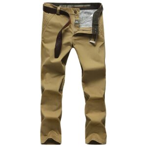 men relaxed fit casual cotton pant chino flat front classic straight pants lightweight business comfort trousers (khaki,38)