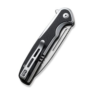 CIVIVI Voltaic Folding Knife 3.48-in Silver Bead Blasted 14C28N Blade Stainless Steel Handle with G10 Inlay Nested Frame Lock Pocket Knife EDC Knife C20060-2