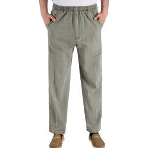 maiyifu-gj linen lightweight pants for men casual elastic waist loose fit pant summer beach yoga comfort long trousers (green,x-large)