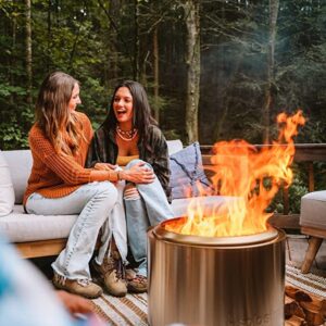 Solo Stove Bonfire 2.0, Smokeless Fire Pit | Wood Burning Fireplaces with Removable Ash Pan, Portable Outdoor Firepit - Ideal for Camping, Stainless Steel, H: 14 in x Dia: 19.5 in, 20 lbs