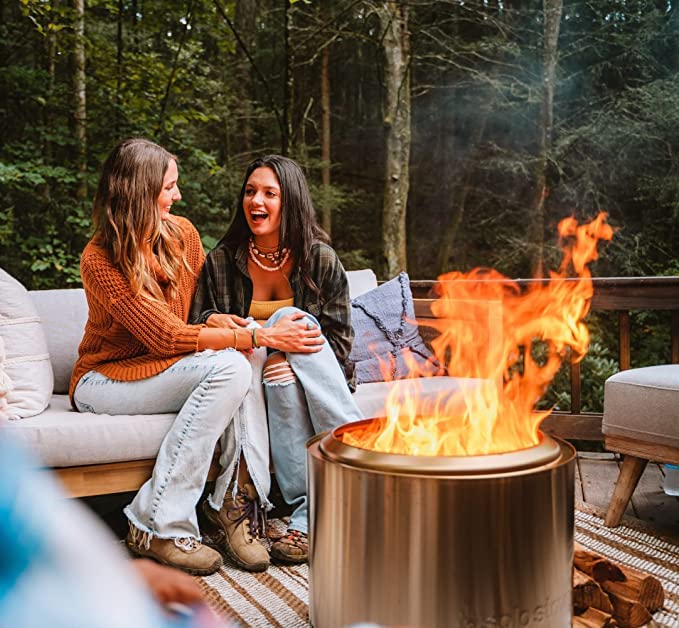 Solo Stove Bonfire 2.0, Smokeless Fire Pit | Wood Burning Fireplaces with Removable Ash Pan, Portable Outdoor Firepit - Ideal for Camping, Stainless Steel, H: 14 in x Dia: 19.5 in, 20 lbs