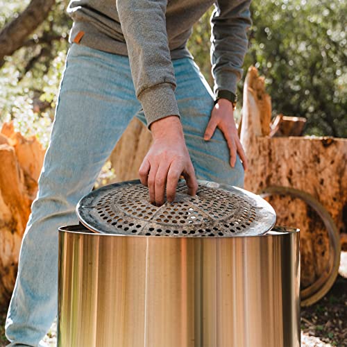 Solo Stove Bonfire 2.0, Smokeless Fire Pit | Wood Burning Fireplaces with Removable Ash Pan, Portable Outdoor Firepit - Ideal for Camping, Stainless Steel, H: 14 in x Dia: 19.5 in, 20 lbs