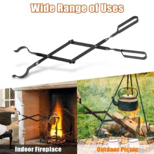 AGM Fireplace Tongs, 26" Fire Pit Accessories Firewood Tongs, Log Grabber for Thick logs, Heavy Duty Wrought Iron Fire Pit FireTongs, Campfire BBQ Stove Log Tweezers, Outdoor/Indoor Fire Pit Tools