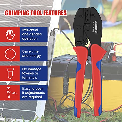 DEWINNER 39PCS Solar Crimping Tool Kits MC4 for 2.5/4/6mm², Wire Cable Cutter for AWG26-10 with 6 Sets Solar Panel Wire Connector