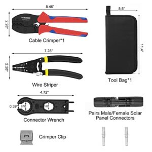 DEWINNER 39PCS Solar Crimping Tool Kits MC4 for 2.5/4/6mm², Wire Cable Cutter for AWG26-10 with 6 Sets Solar Panel Wire Connector