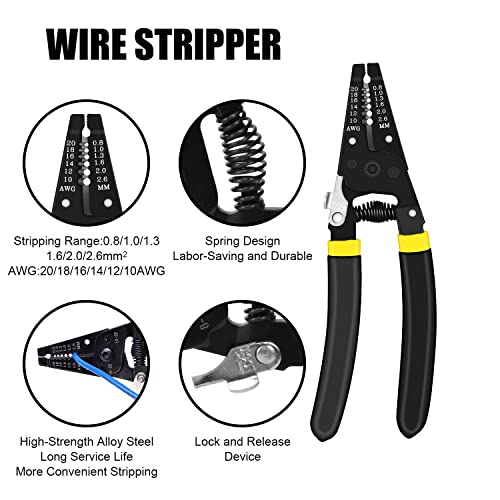 DEWINNER 39PCS Solar Crimping Tool Kits MC4 for 2.5/4/6mm², Wire Cable Cutter for AWG26-10 with 6 Sets Solar Panel Wire Connector