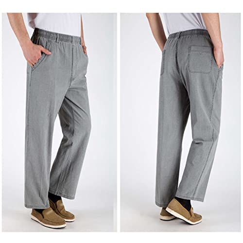Maiyifu-GJ Linen Lightweight Pants for Men Casual Elastic Waist Loose Fit Pant Summer Beach Yoga Comfort Long Trousers (Dark Grey,XX-Large)