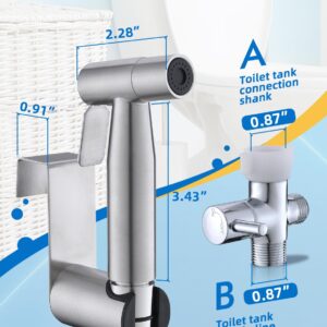 2 Packs BRITULIF Bidet Sprayer for Toilet, Hand Sprayer Bidet with Adjustable Jet Spray for Toilet Handheld Bidet Cloth Diaper Sprayer Set Muslim Shower Bidet Handheld-Easy to Install