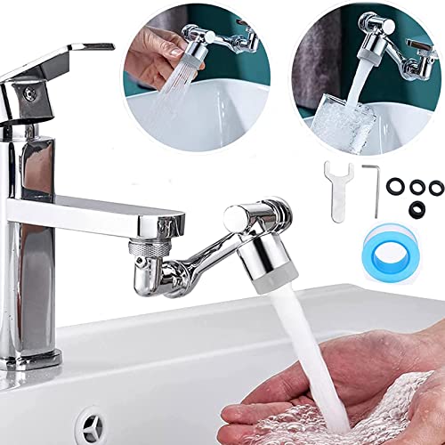 Universal 1080° Large-Angle Rotating Faucet Extender, Adjustable Faucet Extender Aerator Robotic Arm Water Nozzle Faucet Adaptor, Kitchen Splash Filter Tap Extend with 2 Water Outlet Modes