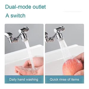 Universal 1080° Large-Angle Rotating Faucet Extender, Adjustable Faucet Extender Aerator Robotic Arm Water Nozzle Faucet Adaptor, Kitchen Splash Filter Tap Extend with 2 Water Outlet Modes