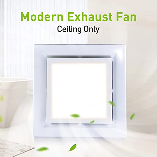 Bathroom Fan with Light Ceiling Mount Shower Ventilation Exhaust Fan with Color Change Light 3000K/4000K/6000K Vent Fan and Light Combo for Bathroom and Home 1.0 Sone 110 CFM 110V 4" Duct Square White