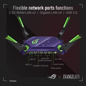 ASUS ROG Rapture GT-AX6000 EVA Edition Dual-Band WiFi 6 Gaming Router, Dual 2.5G WAN/LAN Ports, WAN Aggregation, Triple-Level Game Acceleration, AiMesh Compatible, Lifetime Internet Security