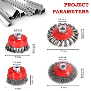 Wire Wheels for 4 1/2 Angle Grinder, 4&3 Inch Wire Wheel Brush Cup Brush Set, Wire Wheel for Angle Grinder, Angle Grinder Wire Wheel for Heavy&Light Duty Work, 5/8 Inch 11 Threaded Arbor - 6 Packs