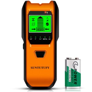 stud finder wall scanner -audio alarm and hd lcd display for the center and edge of wood, ac wire, metal and studs detection (orange)