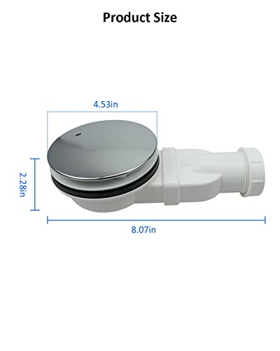 Low Profile Shower Drain Chrome Plated ABS Shower Tray Siphon Slim Drain 90mm 32 L/min Water Flow, Low Profile p Trap Side Drain