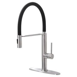 deseegoal kitchen faucet with silicone tube, single handle sink faucet, 360° rotatable high arc single hole kitchen sink faucet brushed nickel, 304 stainless steel, 17.7 inch high