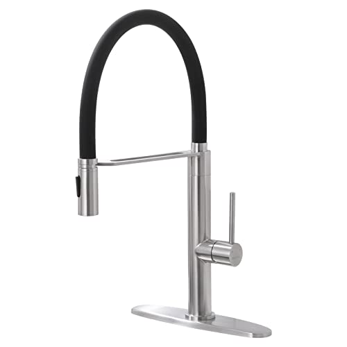 Deseegoal Kitchen Faucet with Silicone Tube, Single Handle Sink Faucet, 360° Rotatable High Arc Single Hole Kitchen Sink Faucet Brushed Nickel, 304 Stainless Steel, 17.7 Inch High