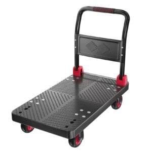 platform truck push cart dolly, foldable hand trucks with 1000lb weight capacity 36x24inch large size for easy storage and 360 degree swivel wheels