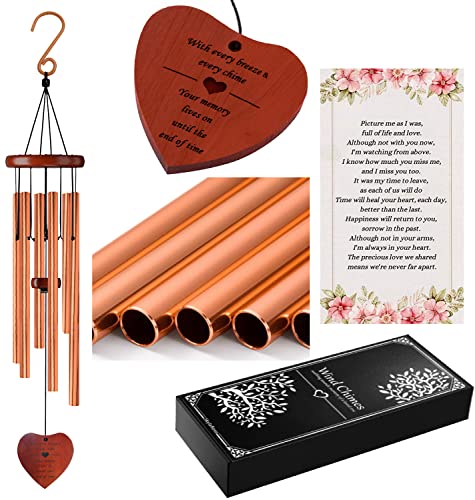 SkylaRose Memorial Wind Chimes - Sympathy Gifts, Memorial & Bereavement Gifts for Loss of Loved One Condolence Gift Remembrance & in Memory of Loved One Wind Chimes for Outside Decor, 32", Rose Gold