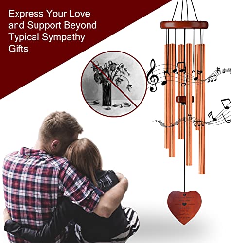 SkylaRose Memorial Wind Chimes - Sympathy Gifts, Memorial & Bereavement Gifts for Loss of Loved One Condolence Gift Remembrance & in Memory of Loved One Wind Chimes for Outside Decor, 32", Rose Gold