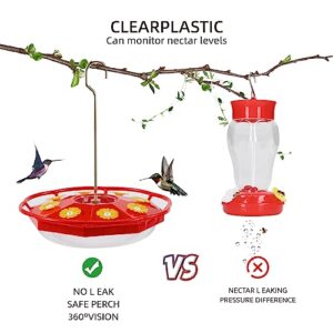 Hummingbird Feeders for Outdoors Hanging, Humming Birds Feeders Outside,Plastic Saucer Feeder and 8 Feeding Ports,Easy Clean and Fill - 2Pack