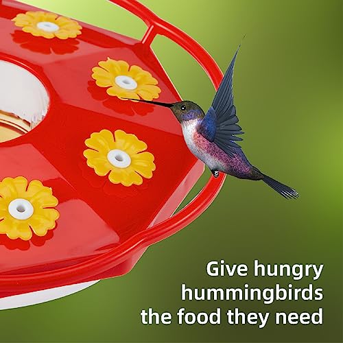 Hummingbird Feeders for Outdoors Hanging, Humming Birds Feeders Outside,Plastic Saucer Feeder and 8 Feeding Ports,Easy Clean and Fill - 2Pack