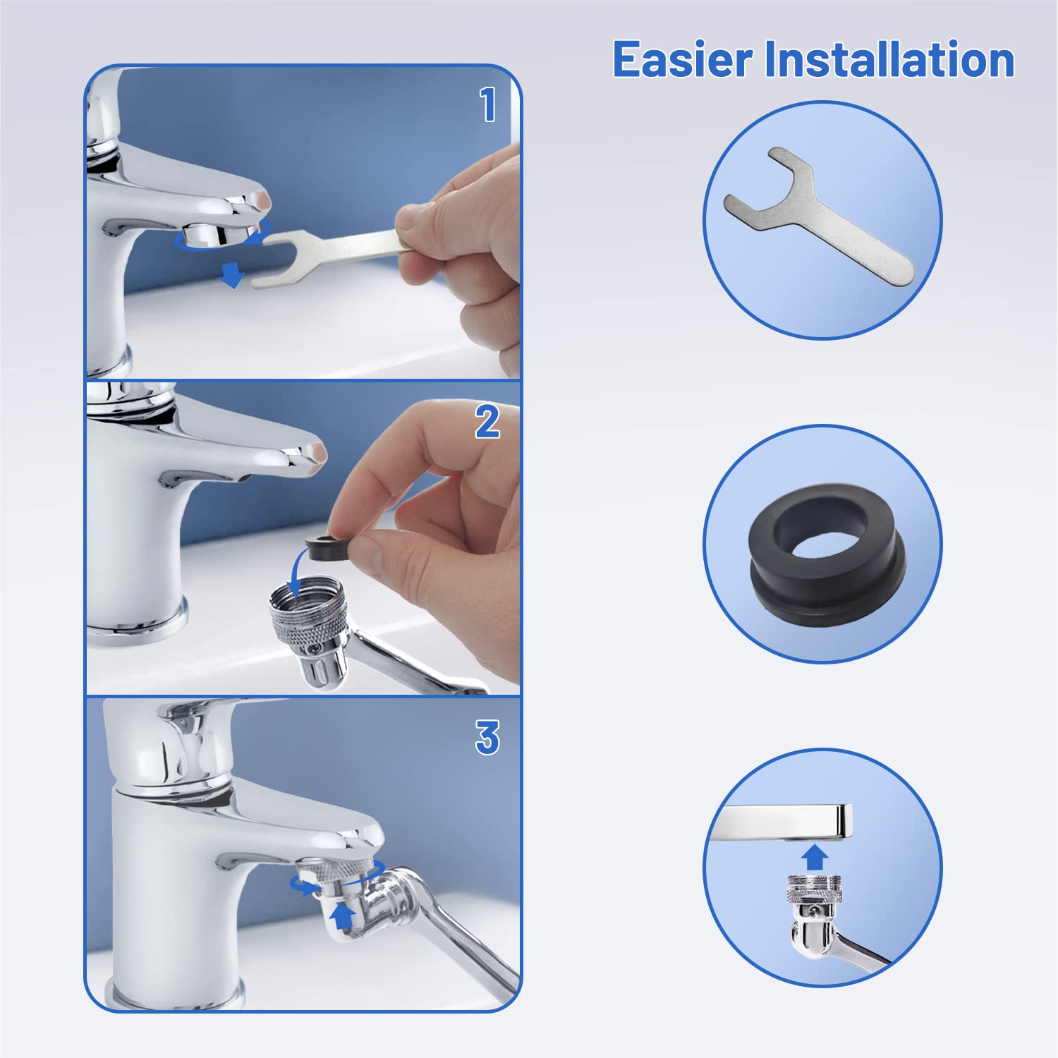 1080° Rotating Faucet Extender Aerator, MISS FIRE Multifunctional Kitchen Sink Swivel Faucet Sprayer Attachment for kitchen, bathroom, laboratory with 2 Water Outlet Modes