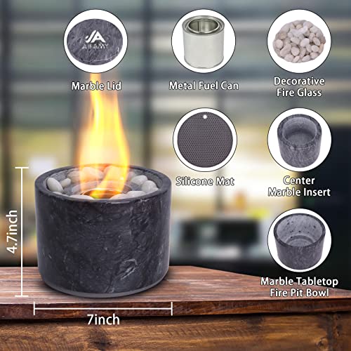 A AIFAMY Tabletop Fire Pit Marble Table Top Fire Pit Bowl, 7" Mini Personal Fireplace for Indoor and Outdoor, Smokeless Clean-Burning Bio Ethanol Fire Pit for Smore’s Maker(1.5h Burning Time)