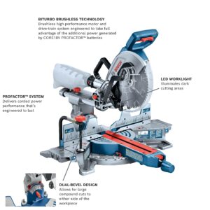 BOSCH GCM18V-10SDN14 PROFACTOR™ 18V 10 In. Dual-Bevel Slide Miter Saw Kit with (1) CORE18V® 8 Ah High Power Battery