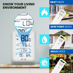 BAYGA Indoor Outdoor Thermometer Wireless Digital Hygrometer, High Precision Temperature Humidity Gauge Monitor with 330ft Range Remote Sensor, Backlight Room Thermometer with Outdoor Index