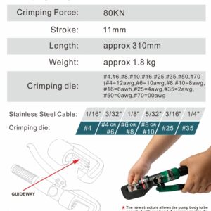 UTZIKO Hydraulic Crimper Tool for 1/8" 3/16" Stainless Steel Cable Railing Kit Hardware System Fittings, with Cable Cutter