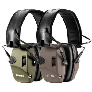 zohan em054 electronic shooting ear protection with 4x sound amplification 2 pack,slim active noise reduction earmuffs for gun range