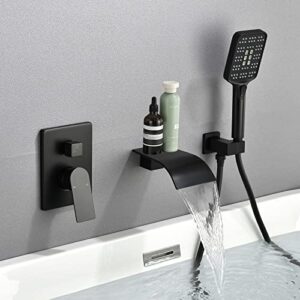 bathtub faucet set with handheld sprayer tub filler faucets with rough-in valve trim kit wall mount tub faucets matte black