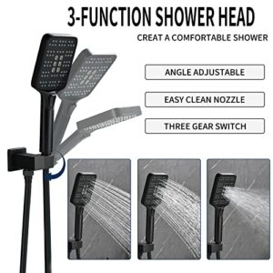 Bathtub Faucet Set with Handheld Sprayer Tub Filler Faucets with Rough-in Valve Trim Kit Wall Mount Tub Faucets Matte Black